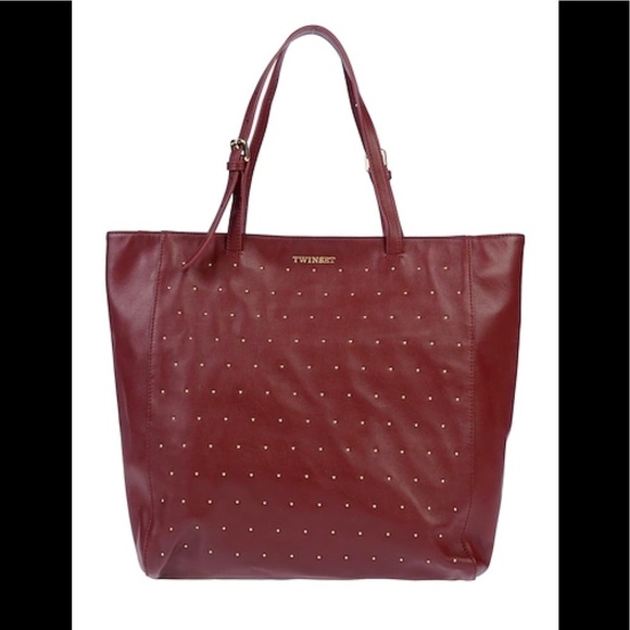 twinset simona barbieri leather tote bag NWT burgundy - Picture 1 of 1